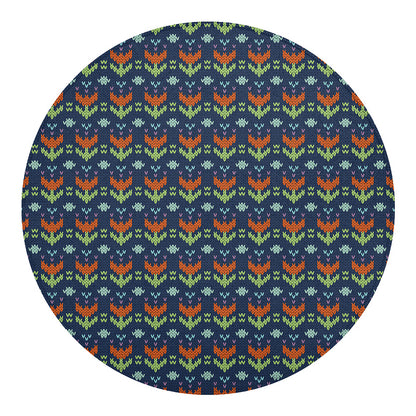 Flower Knitted Pattern Print Round Blanket