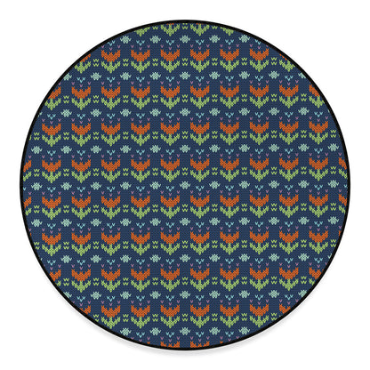 Flower Knitted Pattern Print Round Floor Mat