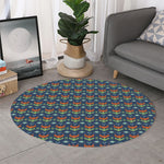 Flower Knitted Pattern Print Round Rug