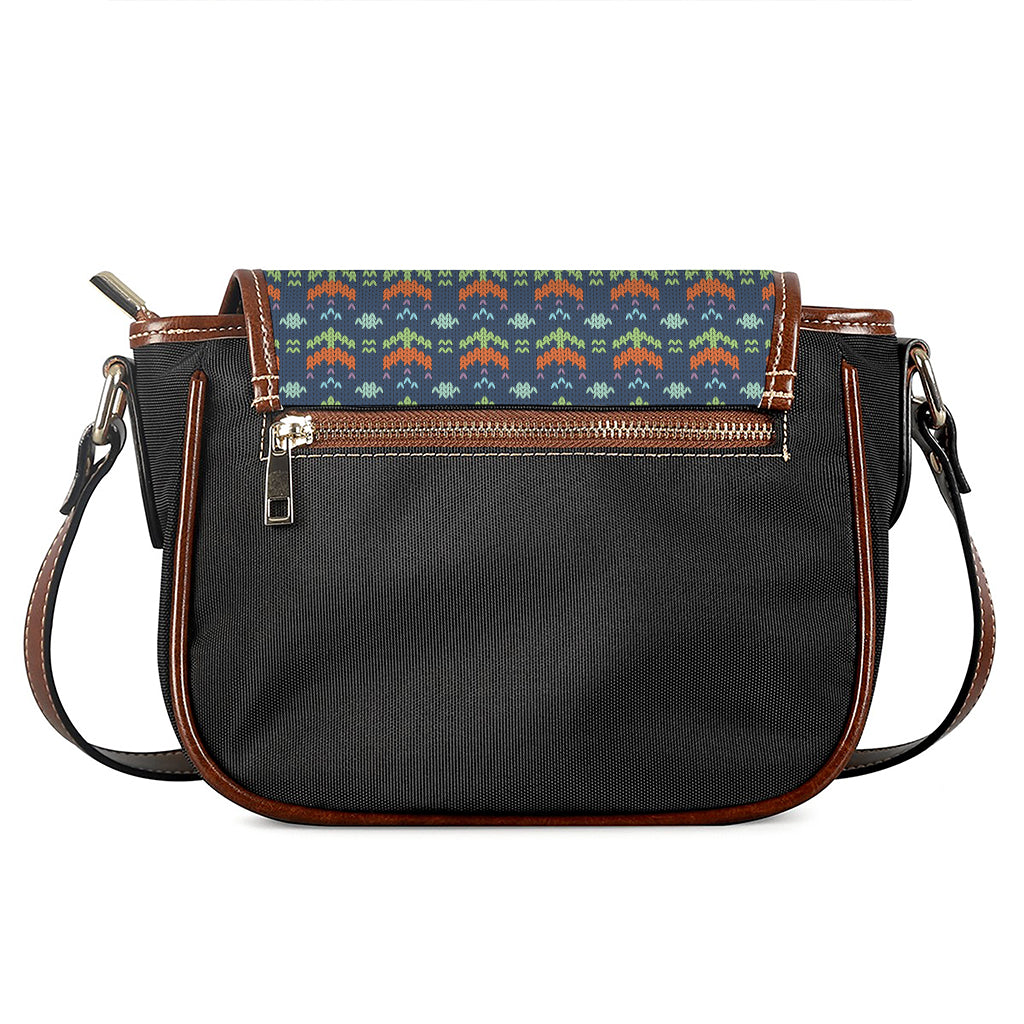 Flower Knitted Pattern Print Saddle Bag