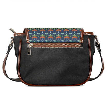 Flower Knitted Pattern Print Saddle Bag