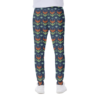 Flower Knitted Pattern Print Scuba Joggers