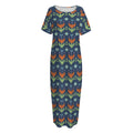 Flower Knitted Pattern Print Short Sleeve Long Nightdress