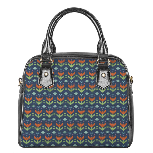 Flower Knitted Pattern Print Shoulder Handbag