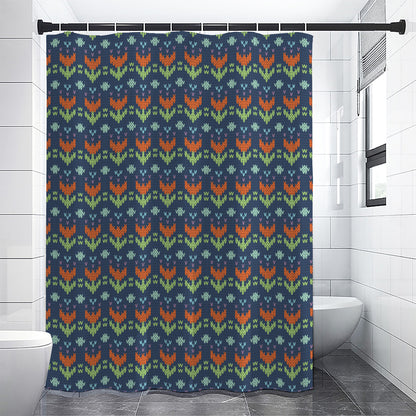 Flower Knitted Pattern Print Shower Curtain