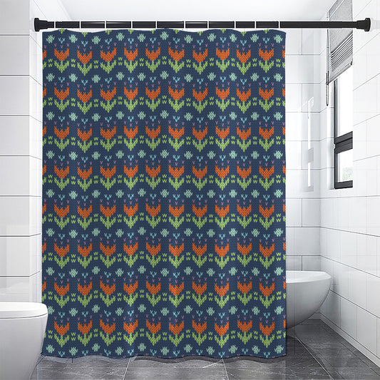 Flower Knitted Pattern Print Shower Curtain