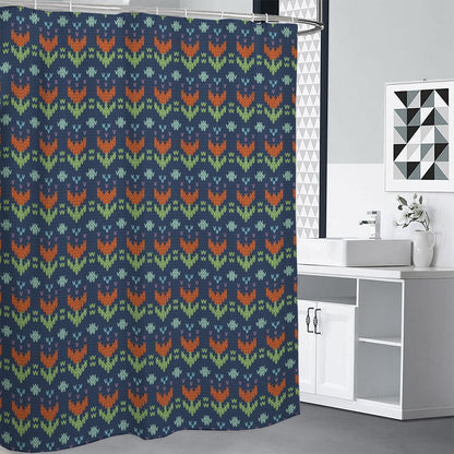 Flower Knitted Pattern Print Shower Curtain
