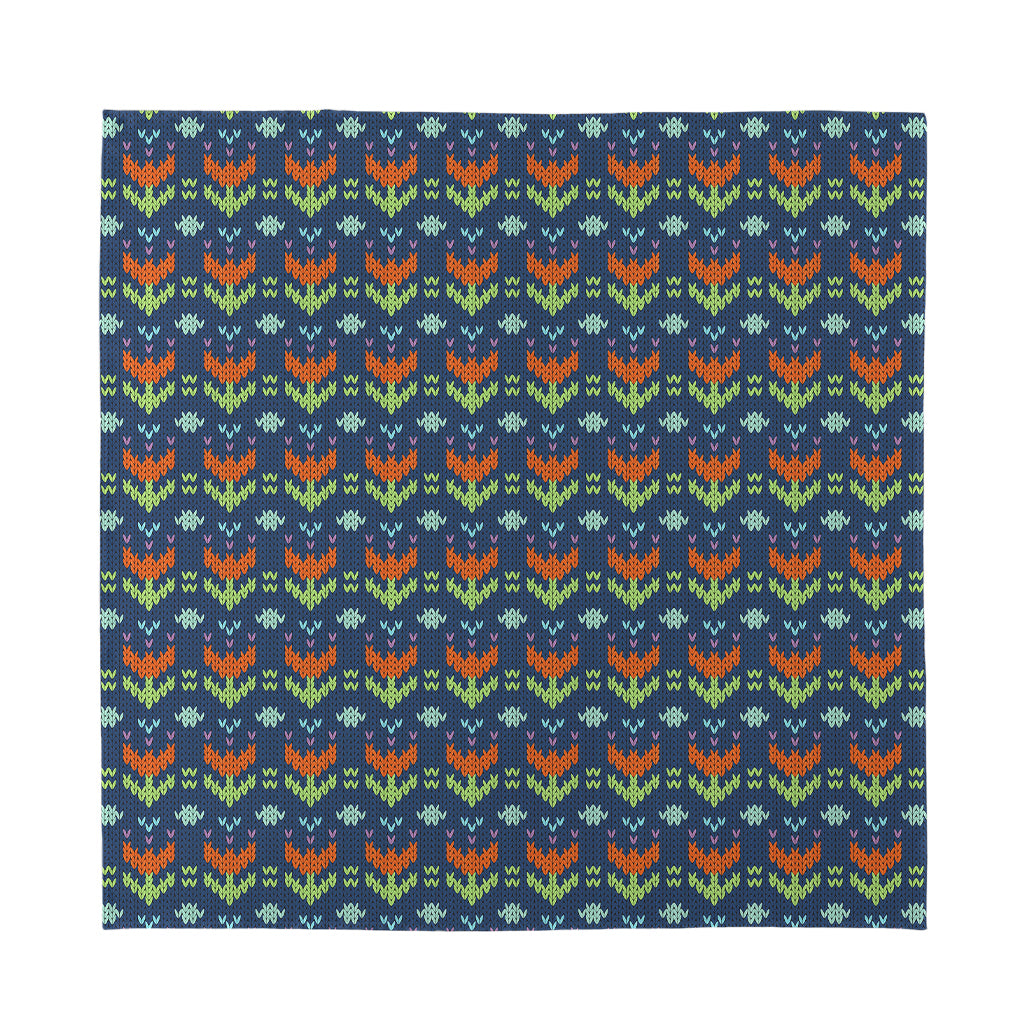 Flower Knitted Pattern Print Silk Bandana