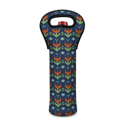 Flower Knitted Pattern Print Single Neoprene Wine Tote