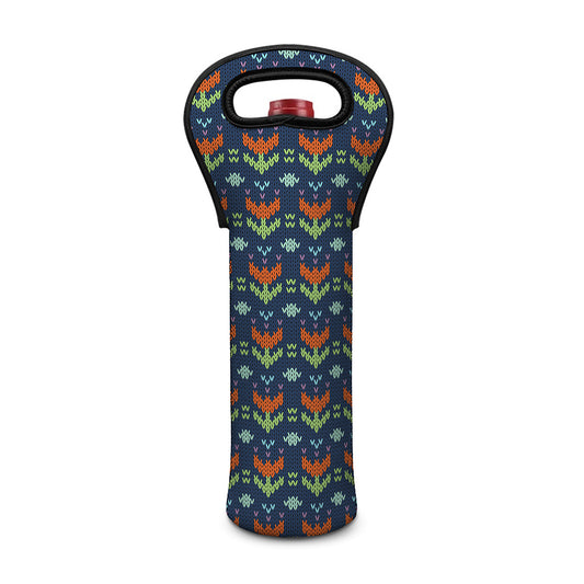 Flower Knitted Pattern Print Single Neoprene Wine Tote