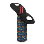 Flower Knitted Pattern Print Single Neoprene Wine Tote