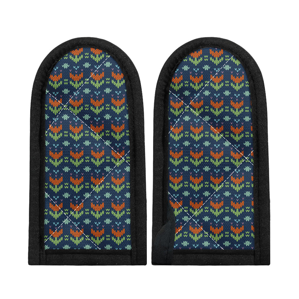 Flower Knitted Pattern Print Skillet Handle Cover