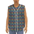 Flower Knitted Pattern Print Sleeveless Baseball Jersey