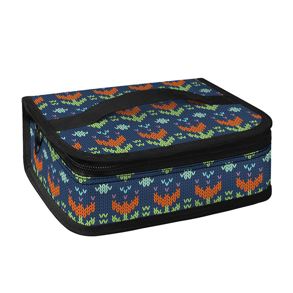 Flower Knitted Pattern Print Small Lunch Bag