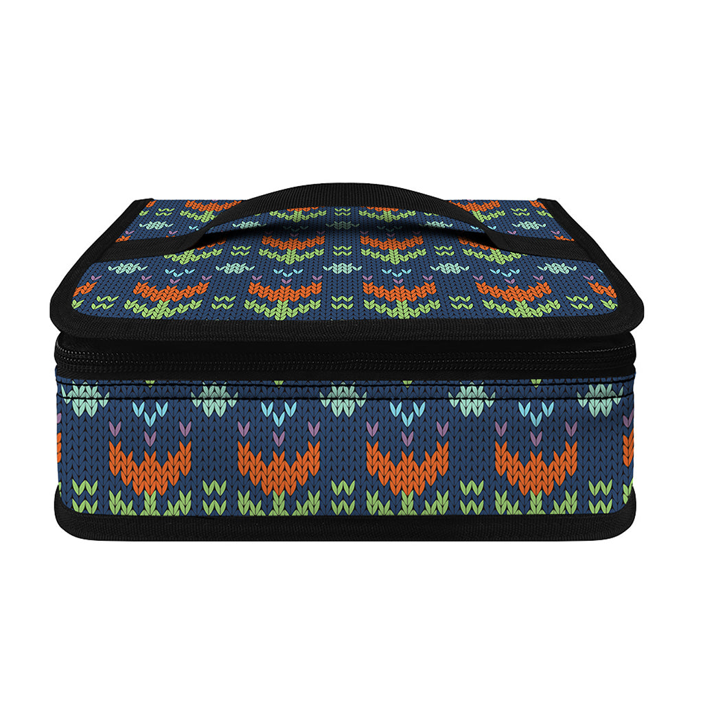 Flower Knitted Pattern Print Small Lunch Bag