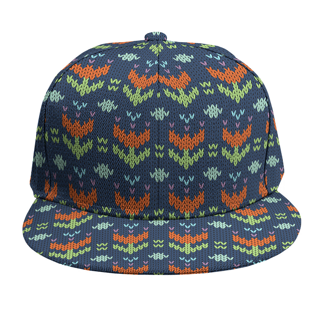 Flower Knitted Pattern Print Snapback Cap