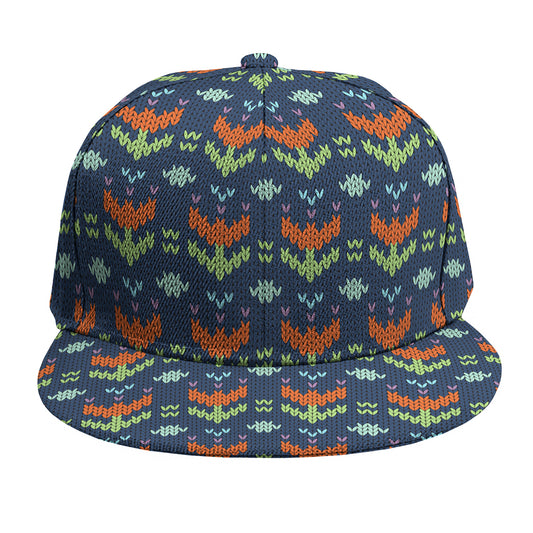 Flower Knitted Pattern Print Snapback Cap