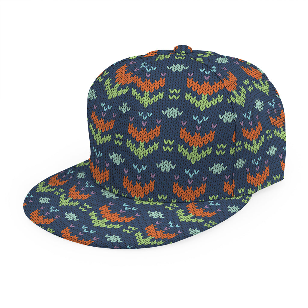 Flower Knitted Pattern Print Snapback Cap