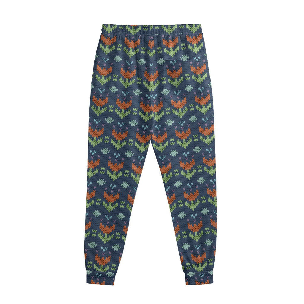 Flower Knitted Pattern Print Sweatpants