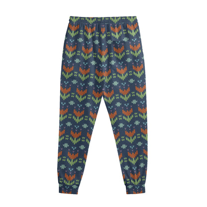 Flower Knitted Pattern Print Sweatpants