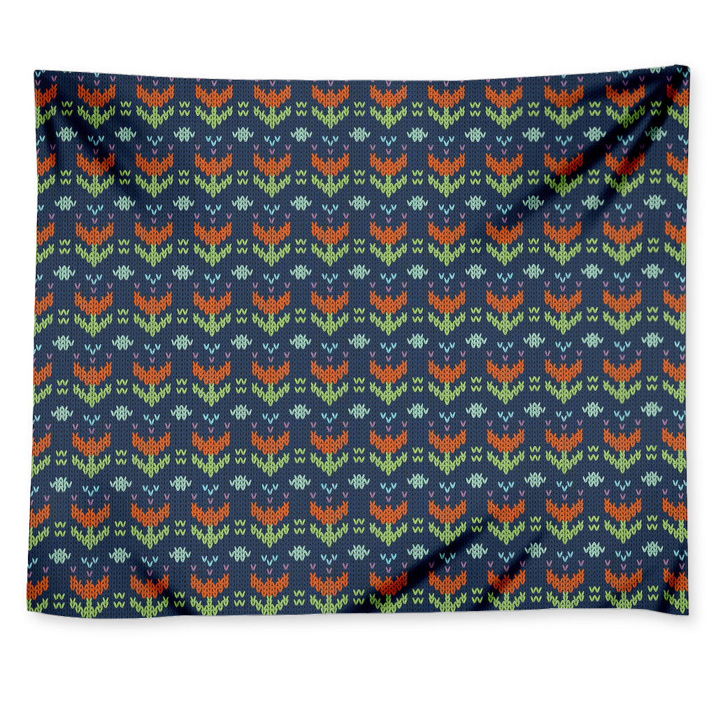 Flower Knitted Pattern Print Tapestry
