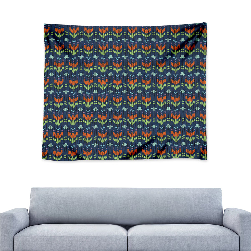 Flower Knitted Pattern Print Tapestry