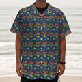 Flower Knitted Pattern Print Textured Short Sleeve Shirt
