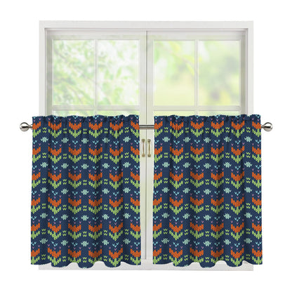 Flower Knitted Pattern Print Tier Curtains