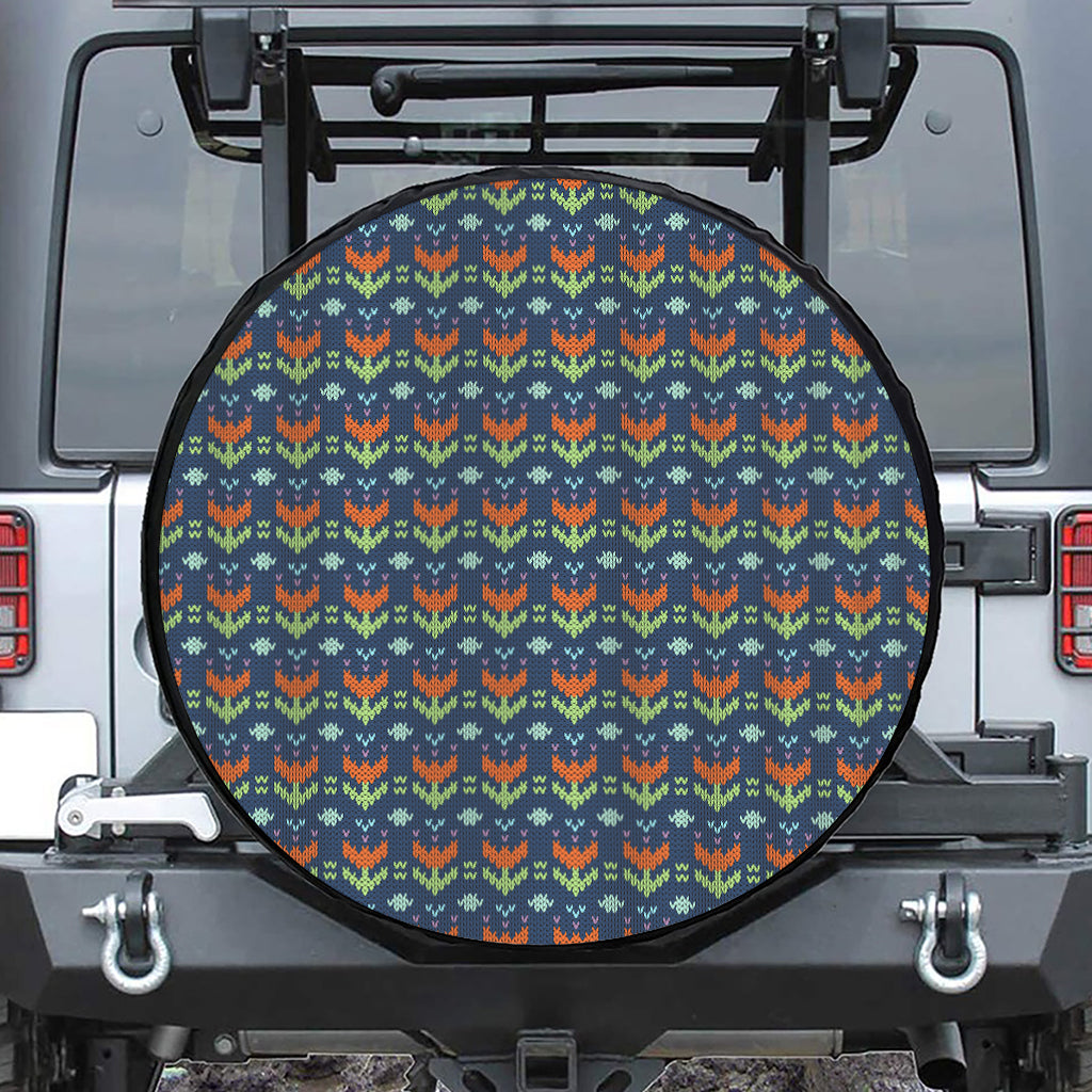 Flower Knitted Pattern Print Tire Cover