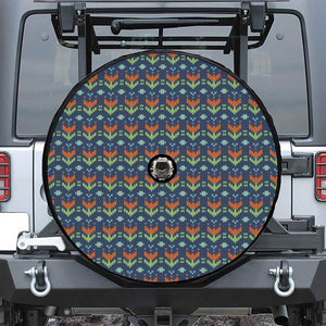 Flower Knitted Pattern Print Tire Cover With Camera Hole