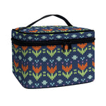 Flower Knitted Pattern Print Travel Makeup Bag