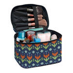 Flower Knitted Pattern Print Travel Makeup Bag