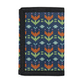 Flower Knitted Pattern Print Trifold Wallet