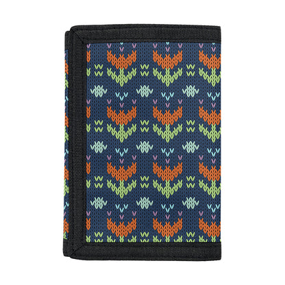 Flower Knitted Pattern Print Trifold Wallet