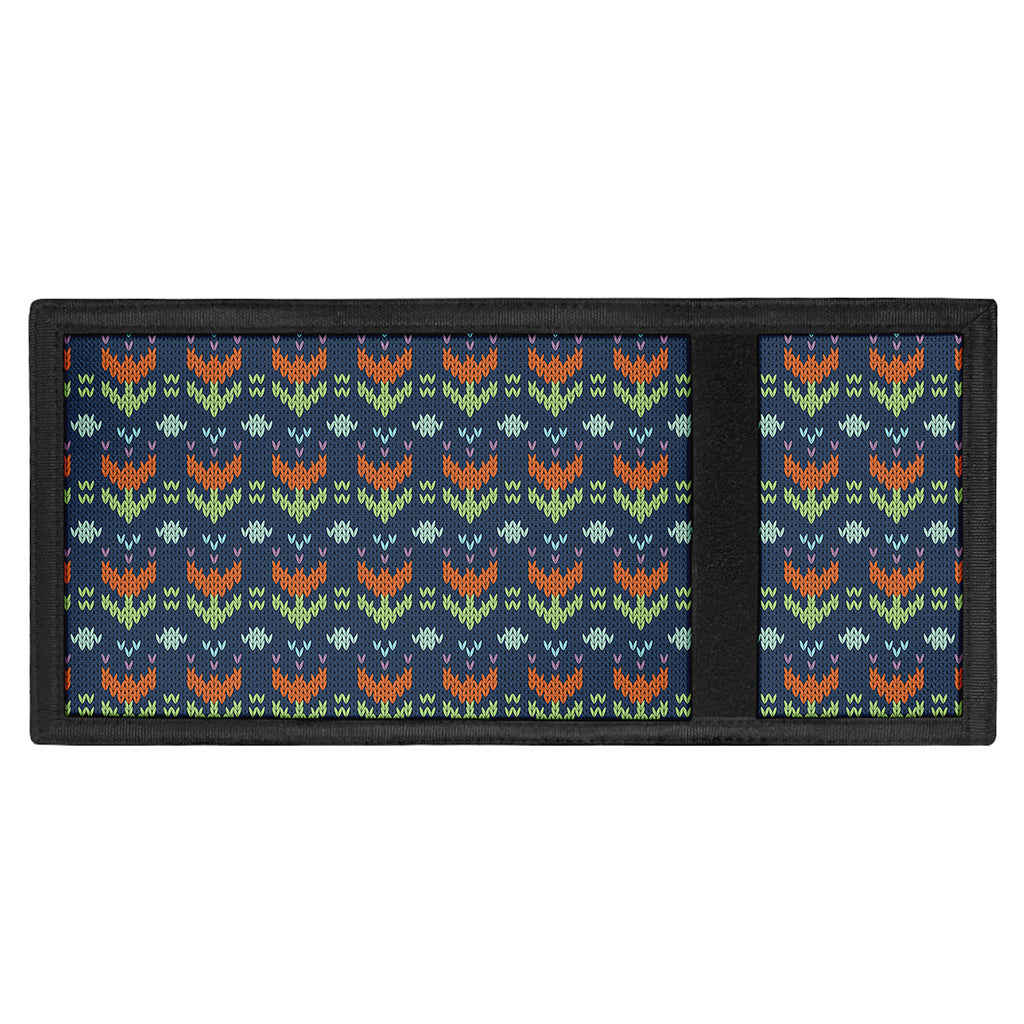 Flower Knitted Pattern Print Trifold Wallet