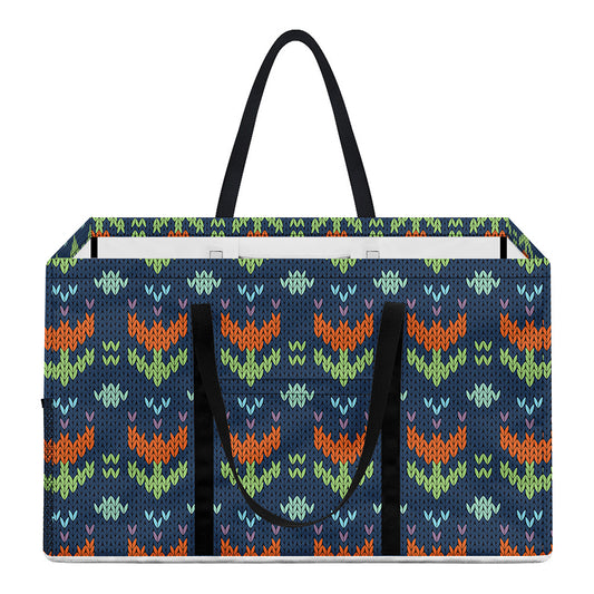 Flower Knitted Pattern Print Utility Tote Bag