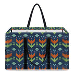 Flower Knitted Pattern Print Utility Tote Bag