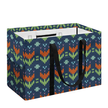 Flower Knitted Pattern Print Utility Tote Bag