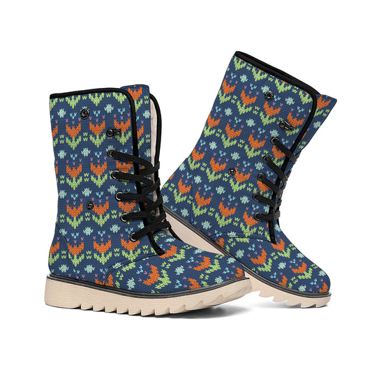 Flower Knitted Pattern Print Winter Boots