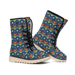 Flower Knitted Pattern Print Winter Boots