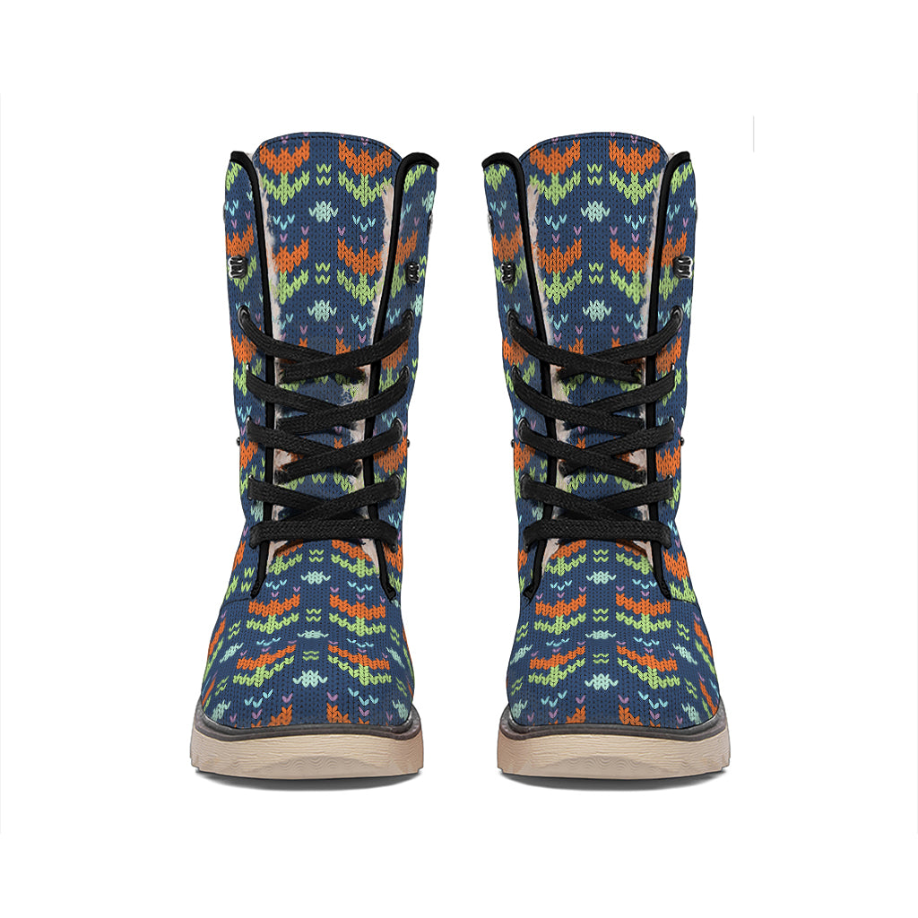 Flower Knitted Pattern Print Winter Boots