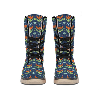 Flower Knitted Pattern Print Winter Boots