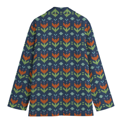 Flower Knitted Pattern Print Women's Blazer