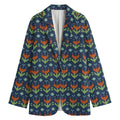 Flower Knitted Pattern Print Women's Cotton Blazer