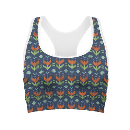 Flower Knitted Pattern Print Women's Sports Bra