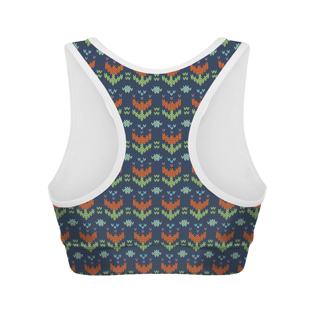 Flower Knitted Pattern Print Women's Sports Bra