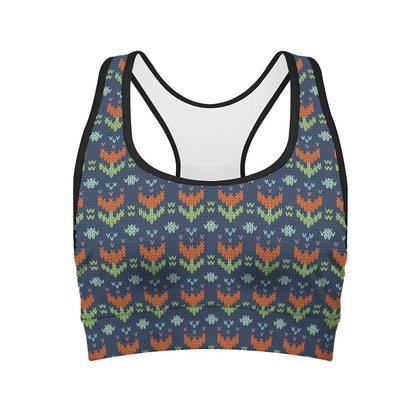 Flower Knitted Pattern Print Women's Sports Bra