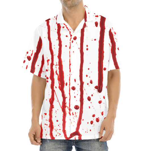 Flowing Red Blood Print Aloha Shirt