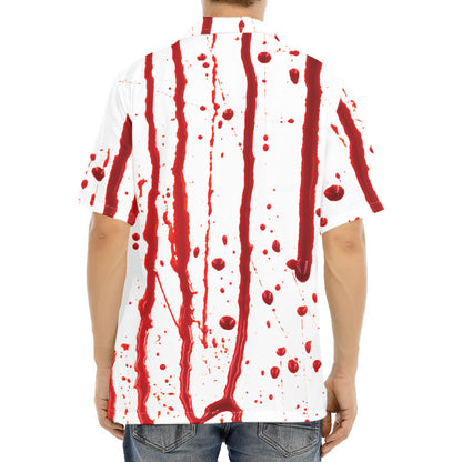 Flowing Red Blood Print Aloha Shirt