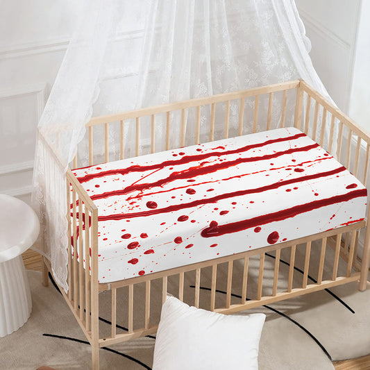 Flowing Red Blood Print Baby Crib Sheet
